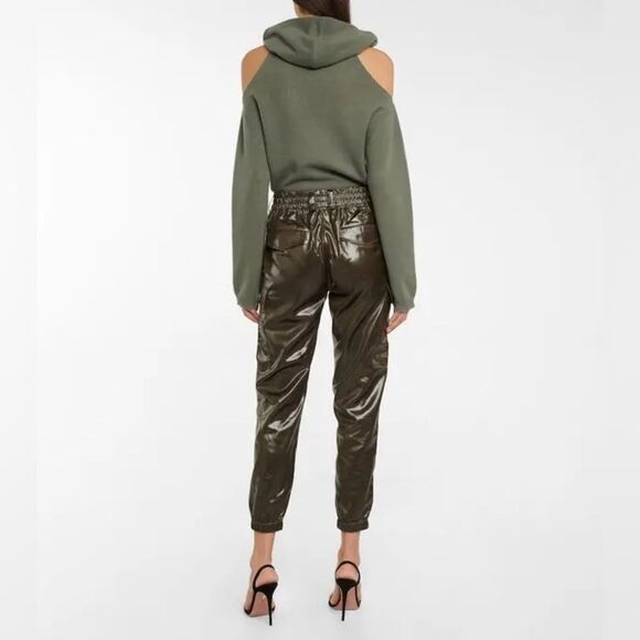 RTA Jinni High-Rise Coated Glossy Cargo Jogger Pants Olive Japanese Fabric M - Picture 12 of 12